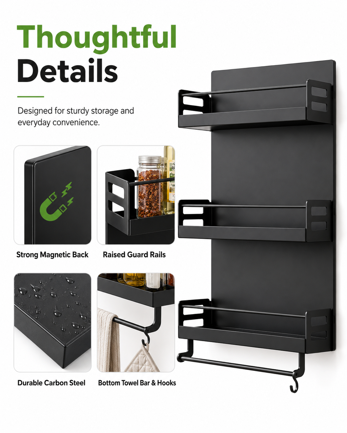 Magnetic Fridge Side Organizer Rack