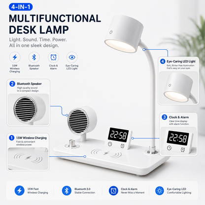 15W Wireless Charging Bluetooth Alarm Lamp