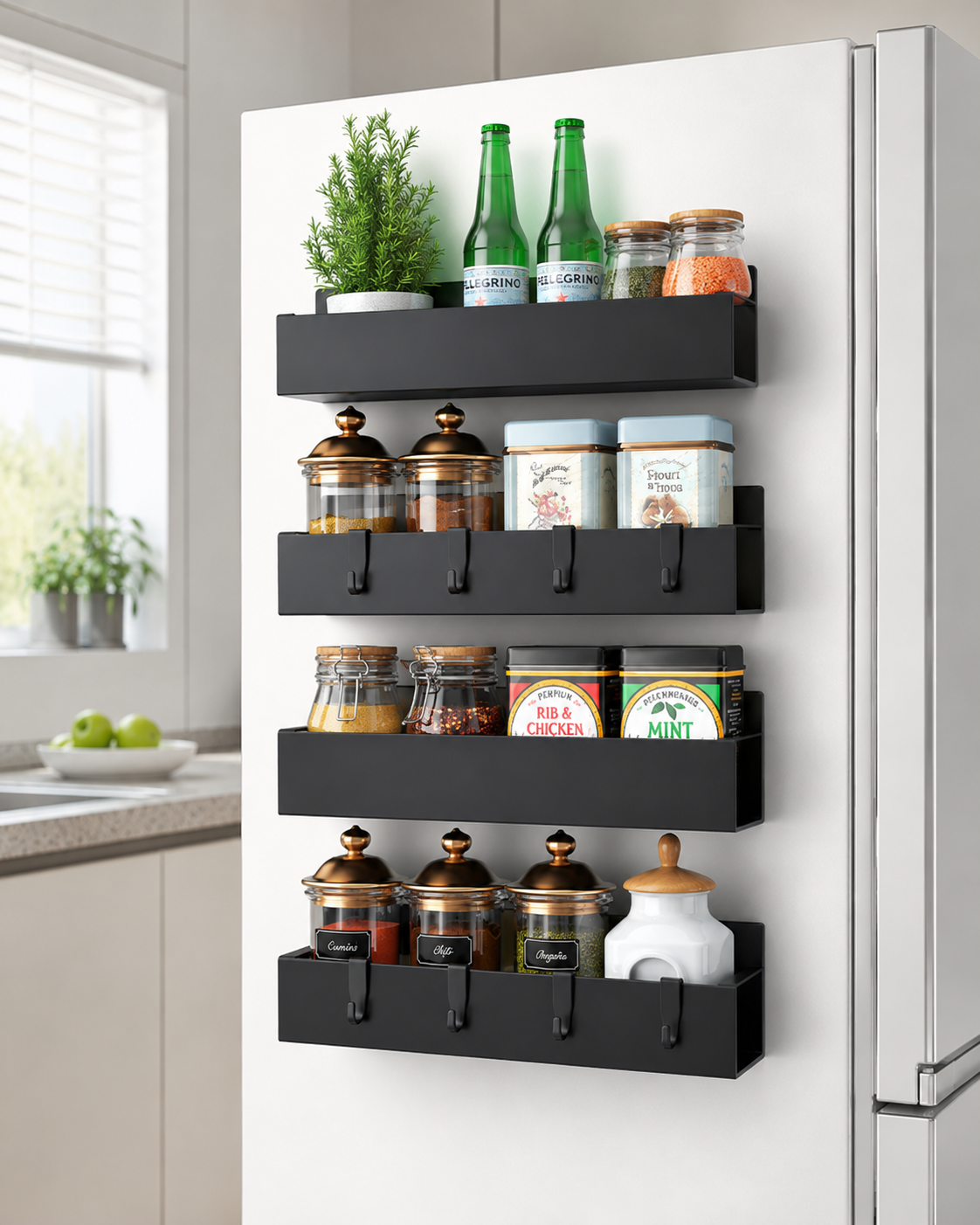 Magnetic Fridge Side Organizer Rack